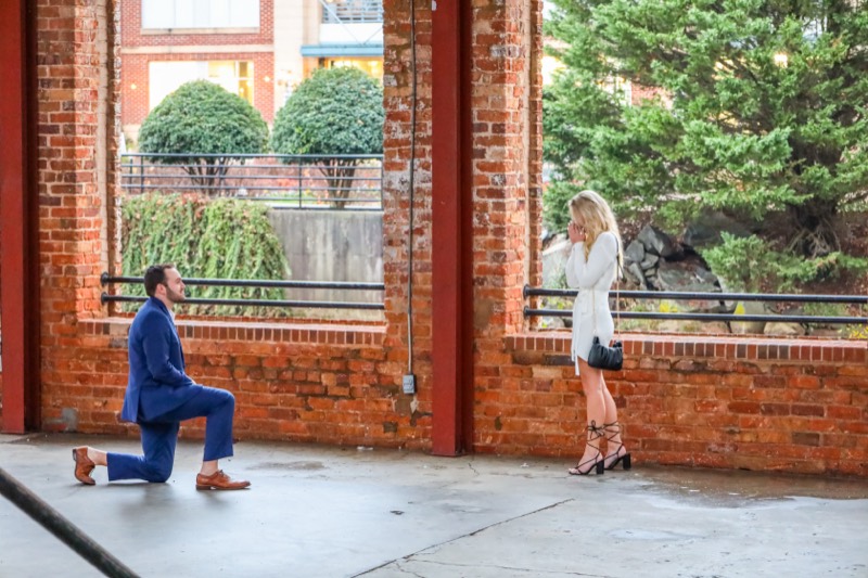 Wide view of the proposal under the brick arches at RiverPlace